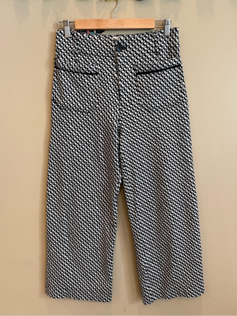 Maeve The Colette Knit Black & White Wide-Leg Patterned Pants! - Picture 6 of 13
